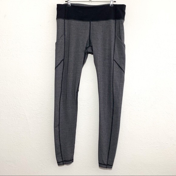lululemon athletica Pants - Lululemon Speed Tight V Leggings 10 Heathered Black Deep Coal W5AKUS Pockets